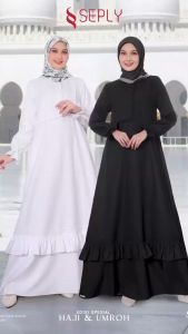 SHABIRA 22 DRESS SEPLY BLACK & WHITE COCOK UNTUK LEBARAN HAJI/UMROH TERBARU KEKINIAN 2025