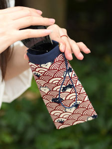 Portable Handmade Thick Cotton Glasses Bag with Latch for Youth Casual Animation Pattern Vertical 17x8.5CM Size