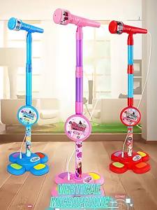 Kids Microphone with Stand Karaoke Song Vertical Mic Music Instrument Toys Brain-Training Educational Toy Birthday Gift Girl Boy