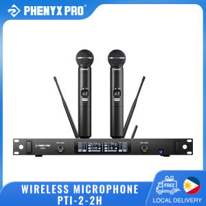 Phenyx Pro PTI-2 UHF Wireless Mic System Dual Mics Auto Sync Adaptive RF Talkback for Live Show Event
