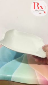 Dĩa Nhựa Cánh Hoa Vân Đá Cát Xanh