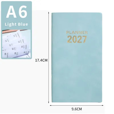 A6 2027 Portable Planner - With Bookmark Index - 64 Sheets - 128 Pages - 3.7 Inches/6.7 Inches - 365-Day Time Management Organi