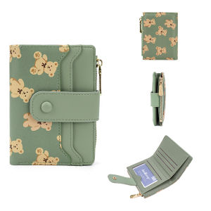 Baellerry | Baellerry Womens Cute Cartoon Short Wallet PU Leather Buckle Printed Multi-Slot Change Card Bag Ideal Gift for Daughter Or Girl