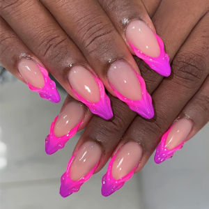 24pcs/set 3D embossed fake nails for women girls Sea Shells flowers cat eyes short medium long nail tips press on false nail art