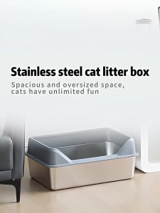 Stainless Steel Litter Box Stainless Steel Cat Litter Box Odorless Spacious Easy To Clean High Strength with Lid for Large Cats
