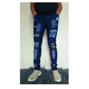 Celana Jeans Pria Panjang Cowo Dewasa Terbaru Emblem Sobek Bahan Strecht Melar Keren Trendy