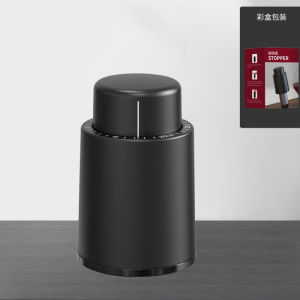 FLYMUYU Vacuum Wine Bottle Cap Stopper Sealed Storage Vacuum Memory Wine Stopper Push Style Bar Tools Barware Wine Cork Black