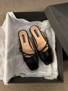 French Flat Bottom Half Slippers Womens Shoes Outdoor Spring Summer Lazy Mary Janes Single Shoes Fashionable Flats