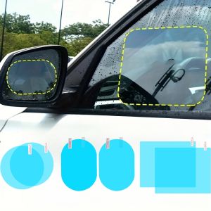 【WOKEN】2PCS Car Rearview Mirror Waterproof And Anti-Fog Film Side Window Glass Rain-Proof Sticker Transparent Nano-Coating Rainy Car Safety Driving Protective Film