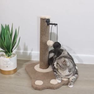 เสาฝนเล็บแมว คอนโด พร้อมของเล่น คลายเครียด แบบแท่ง ที่รับเล็บแมว