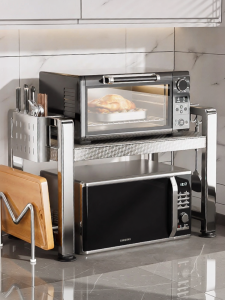 BW | Kitchen Multi-functional Multi-layer Microwave Oven Rack Storage Shelf Home Electric Rice Cooker Oven Countertop Stainless Steel