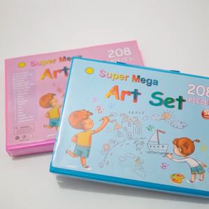 LS Alat Lukis Set Crayon Anak Pengasah 208pcs Set Alat Menggambar Melukis Anak-anak Crayon Cat Air Pensil