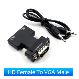 Full HD 1080P HDMI-compatible To VGA Converter With Audio Adapter Female to Male Converter For PC Laptop HD TV Monitor Projector