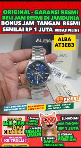 ALBA ORIGINAL - ALBA AT3E83 X1 ALBA AT3E83X1 - CHRONOGRAPH - Men DY - Silver - Stainless Steel - Diameter 43mm - Water Resist 100 Meter - Jamdunia / Jam dunia JD19 # Jam Tangan Pria Jam Pria Jam Tangan Anti Air + ALBA AT3E 83 AT 3E 83 X1 AT3