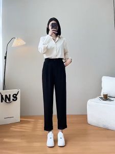 Ladies Trouser Pants Office Straight Cut Flare Suit Pants Wide Leg Pants For Women #77