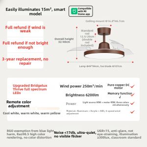 JIANDUN | Invisible Fan Light 4th Generation PRO Full Spectrum Eye Protection Living Room Ceiling Fan Light