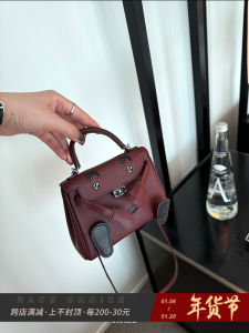 กระเป๋าหนังทรงหัวใจรูปใบหน้ายิ้ม Mini Red กระเป๋าหนังแท้สไตล์เคเลอร์ กระเป๋าสะพายไหล่แบบลำลองสำหรับผู้หญิง