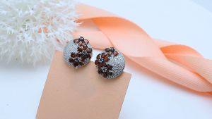 Silver 925 Garnet Clip Earrings, Natural Stone, Genuine Design, Birthday Gift, New Years Jewelry, Women's Accessory