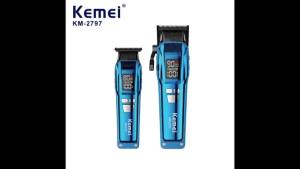 Kemei | Bộ Cắt Tóc Điện Chuyên Nghiệp Kemei KM-2797 Dành Cho Nam Có Thể Sạc Lại Bằng USB Kèm Nhiều Đầu Cắt Màu Xanh Dương/đen
