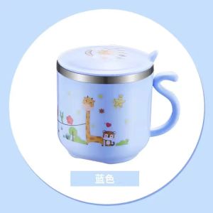 แก้วนมเด็ก แก้วดื่มน้ำแบบมีกรอง แก้วดื่มน้ำสแตนเลสป้องกันการตกหล่น แก้วดื่มน้ำสำหรับการเรียนรู้ แก้วดื่มน้ำลายลักษณ์อักษรการ์ตูนสำหรับบ้าน