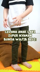 Lily And Clark Celana Chinos Anak Laki Laki Panjang Warna Army CLC04 - Celana Chino Anak Nyaman dengan Soft Twill Stretch (XS-XL)