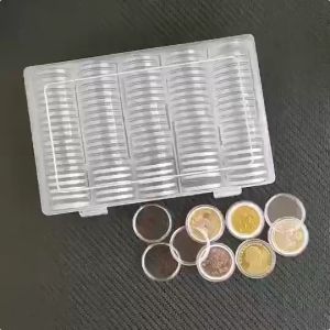 100Pcs Koin Kotak 17/20/25/27/30 Mm Dudukan Koin Kapsul Jelas Case Kotak untuk Koleksi Koin