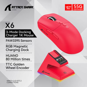 ATTACK SHARK | Attack Shark X6 Tri-Mode Wireless Mouse Bluetooth/2.4G/USB-C PAW3395 Sensor Macro Gaming Long battery life office gaming