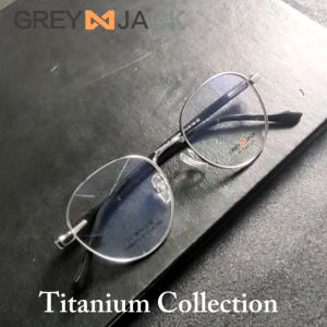 Grey Jack Frame Kacamata Bahan Titanium Sangat Ringan Kokoh Model Bulat Bisa Minus 8006