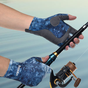 Blue fishing gloves anti slip wear-resistant breathable elastic outdoor cycling half finger gloves  P111439