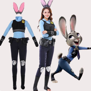 New Zootopia Judy Bunny Costume Cosplay Carnival Birthday Party Clothing Full Sets Childrens  Womens