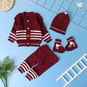 Set rajut baby new born 4 in 1 / Setelan bayi / Baju hangat bayi murah
