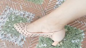 E1300 - GIÀY ELISA CHẤM BI – MÀU ĐEN – MÀU KEM