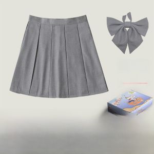 Basic Pure Color Uniform Skirt High Waist A-Line Pleated Mini Skirt Commuter Artistic Style Polyester Fiber 225g Short Pleated Skirt
