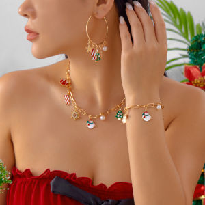 Gmai Đầy Màu Sắc người tuyết giáng sinh Bông Tuyết Hợp Kim Vòng Cổ Tua Set Cho thời trang nữ Món Quà Kỳ Nghỉ Đa Phụ Kiện Đồ Trang Sức Cho Kỳ Nghỉ Buổi Hòa Nhạc