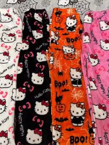 HelloKitty Girls Cute Coral Fleece Cartoon Home Warm Sleep & Walking Pants