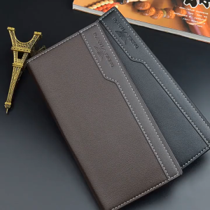 MENSPE  Men Long Wallets Fashion Long Wallet PU Leather Long Purse Business Wallets Soft Leather Wallet Ultra-thin Long Purse Travel Purses Coin Pouch ID Credit Cards Holders