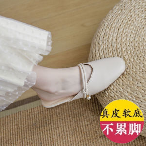 Flat Bottom Slip-On Womens Sandals French Style Half Slipper Open Toe Low Heel Rubber Outsole Comfortable Casual Shoes