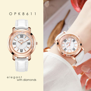 OPK Leather Watch For Woman Waterproof Original Brown Relo for Women With Box Luminous Quartz Ladies Wristwatch Student Fashion Brand【Ready Stock】