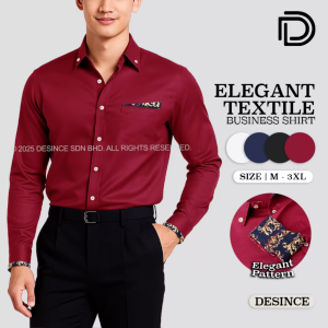 DESINCE Men Business Shirt Long Sleeve Formal Office Shirt Kemeja MT 009