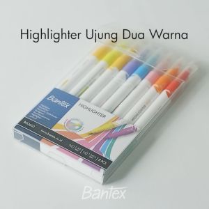 Bantex Highlighter Dual Color / Penanda Teks Ujung Dua Warna Satu Set Isi 8 Pcs 16 Warna Pastel