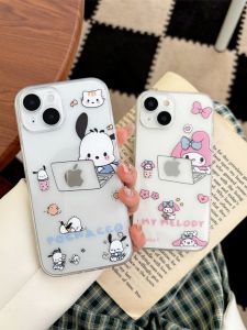 Cute Cartoon Pachat Dog Meilidi Silicone Phone Case Transparent Protective Cover for  14/15Promax 13 Series Womens Models