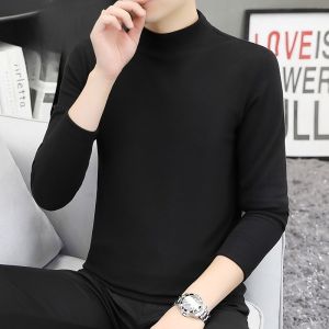 ROMON | Lormen Mens Thermal Long Sleeve T-Shirt Thickened High Collar Autumn Winter New Style Fashion Urban Standard Fit Antibacterial