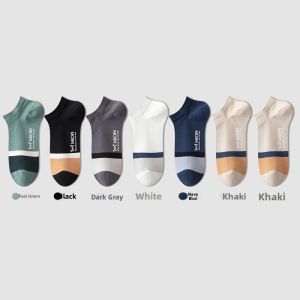 Miiow | Mens Thin Breathable Anti-Odor Sports Socks Massage Bottom Mesh Boat Socks Sweat Absorbent Versatile Summer Cotton Polyester Blend