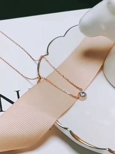 Kalung Titanium Wanita Permata Bulat Terbaru Kalung Titanium Anti Karat Tidak Luntur Terlaris