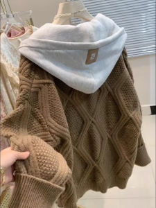 YEBO | Plus Size Color Block Knit Cardigan for Men and Women