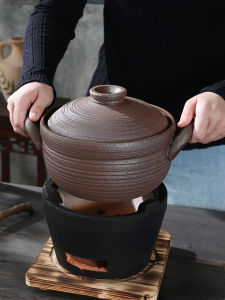 Retro Clay Pot Stove Top Cooking Utensil High Temperature Resistant for Soup And Porridge Cooking Suitable for Home Use