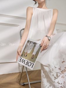 PlumJan | Áo Blouse Phong Cách Pháp Không T Tay Thêu Ren Đa Năng