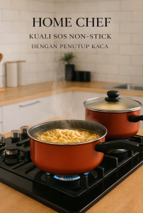 HOME CHEF 18cm Non Stick Sauce Pan With Glass Lid