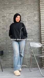 Ellish Top Blouse Atasan Wanita Terbaru Model List Lengan Panjang Katun Combed 24S