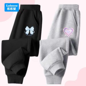 Girls Fashion Sweatpants Cute Bowknot & Heart Print Kids Casual Pants Elastic Waist Thin Trousers Childrens Activewear HDJ1